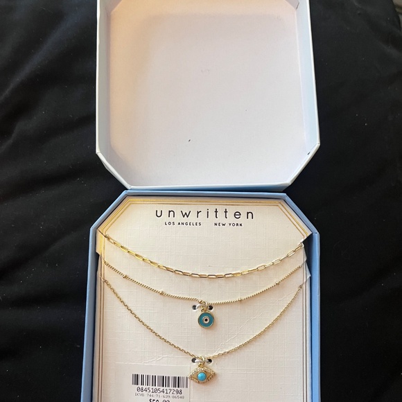 Unwritten Gold Necklace Trio with Evil Eye Charms - Picture 2 of 8